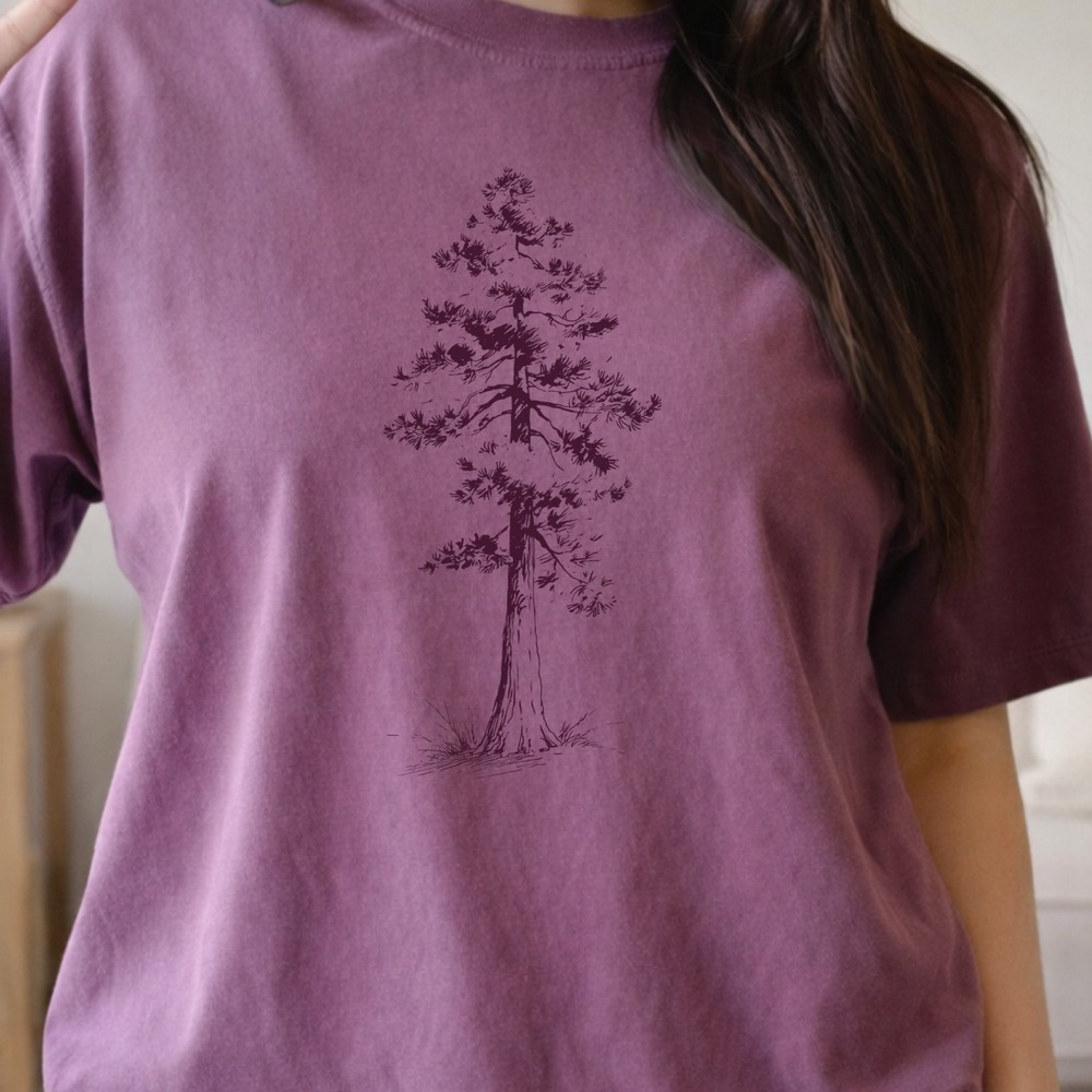 Boho Forest Pine Tree Botanical Art Tee